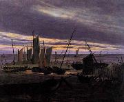Boats in the Harbour at Evening Caspar David Friedrich